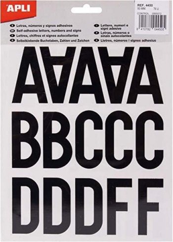 LETRAS NUMEROS Y SIGNOS ADHESIVOS 50MM