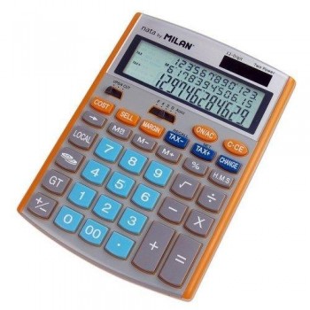 CALCULADORA 12DIG NARANJA MILAN CON CONVERSOR DE MONEDA