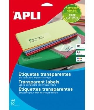 ETIQUETAS TRANSPARENTES PERMANENTES 105X148 10 H APLI