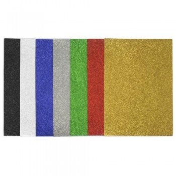 GOMA EVA 20X30 MM 2 MM CON PURPURINA COLORES VARIOS