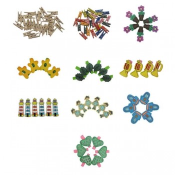 PACK 6 PINZAS DE MADERA CON MOTIVOS VARIOS