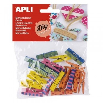 MINI PINZAS MADERA  VARIOS COLORES Y TAMAÑOS
