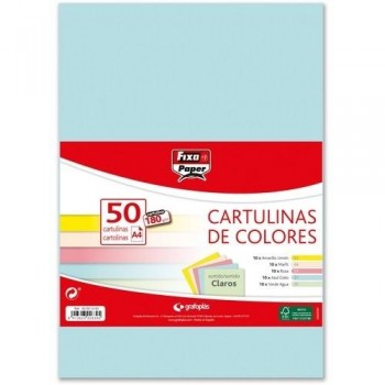 PACK 50 CARTULINAS A4 180GR SURT COLOR CLAROS