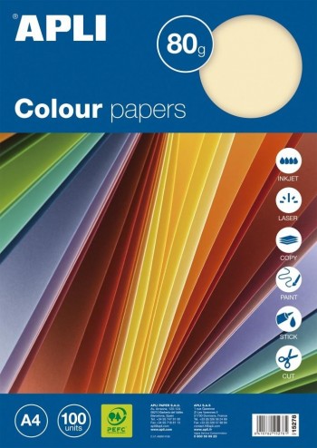 PAPEL A-4 COLORES SURTIDO 100H 80 GRS APLI