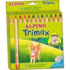 LAPICES COLOR GRUESOS CJ.12 UDS. TRIMAX MINA 5,4MM ALPINO