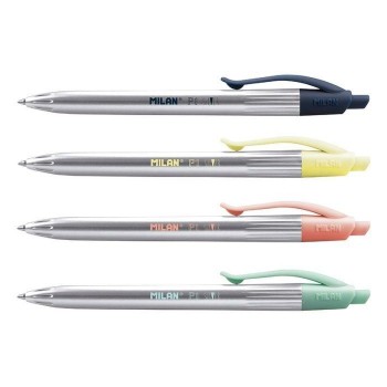 BOLIGRAFO RETRACTIL MILAN P1 SILVER AZUL