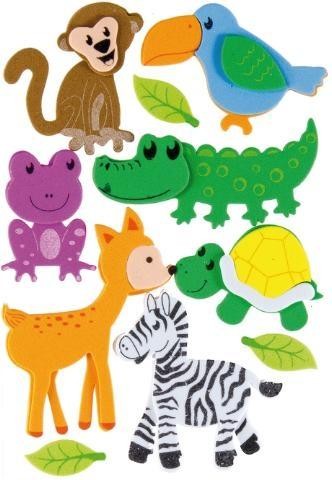 SET FIGURAS GOMA EVA ADHESIVAS 3D ANIMALES SELVA