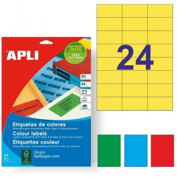 ETIQUETAS APLI  70X37 AMARILLO 20H