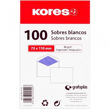 SOBRE 70 X 100/105 TARJETA VISITA BLANCO