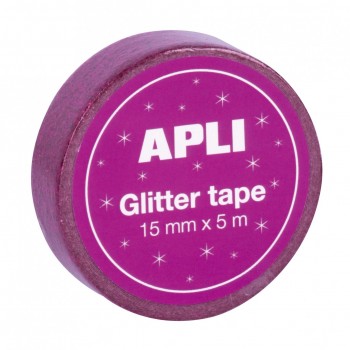 CINTA ADHESIVA GLITTER 15 MM X 5 M COLORES SURTIDOS