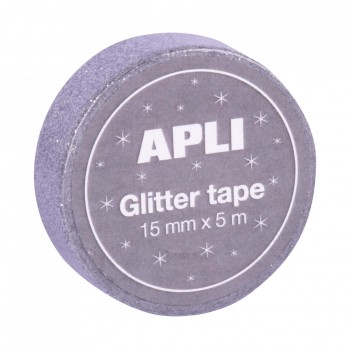CINTA ADHESIVA GLITTER 15 MM X 5 M COLORES SURTIDOS