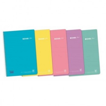 CUADERNO ESPIRAL ENRI Fº T/PLASTICO PASTEL 4X4 80H