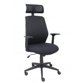 SILLA PAROLIS RESPALDO MALLA NEGRO CON CABECEROY ASIENTO ARAN NEGR