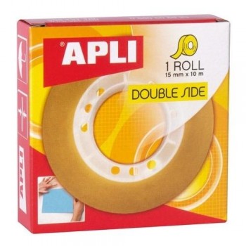 ROLLO CINTA ADHESIVA DOBLE CARA APLI 15 MM X 10 M