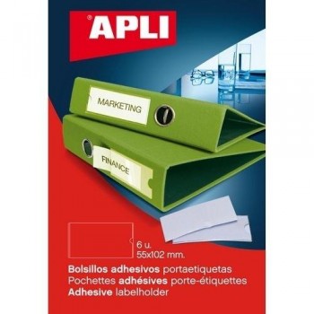 BOLSILLOS ADHESIVOS PORTAETIQETAS 55X102 MM 6 UNIDADES
