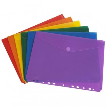 SOBRE PP CON TALADRO PACK 6U SURTIDO MULTICOLORS