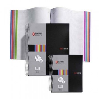 CUADERNO A4 Y A5 NOTE BOOK 8 POLIPROPILENO 200 HOJAS CUADRO 5X5