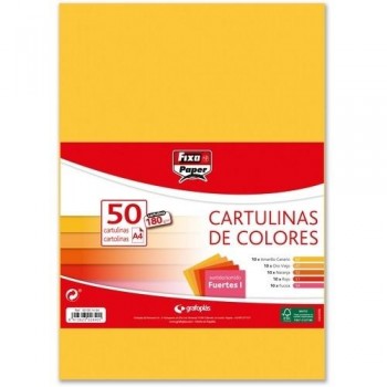 PACK 50 CARTULINAS A4 180GR COLORES FUERTES