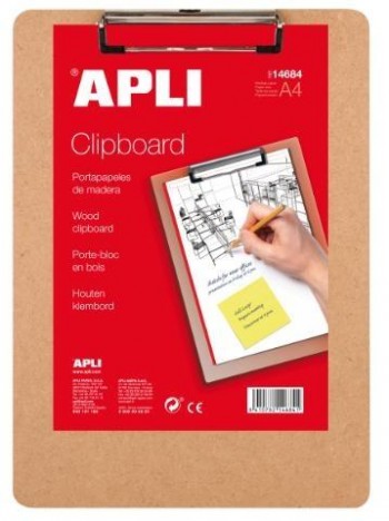 CLIPBOARD C/PINZA MADERA A-4