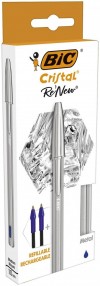 BOLIGRAFO BIC CRISTAL RE NEW AZUL +2 RECARGAS