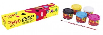 TEMPERA GOUACHE ESTUCHE DE VARIOS BOTES 35 ML COLORES SURTIDOS + PINCEL JOVI