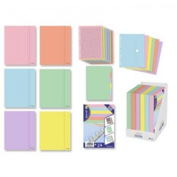 CARPETA BISMARK A4 CARTON C/RECAMBIO C/SEPAR+SOBRE 100 HOJAS COLORES PASTEL