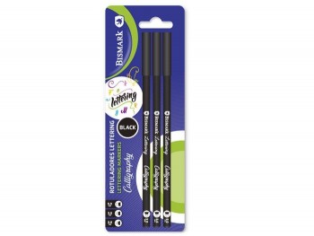 SET 3 ROTULADORES CALIGRAFIA LETTERING NEGRO