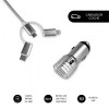 DUAL CAR CHARGER (2,4A) + CABLE 3IN1 WHITE