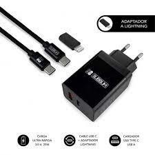 SMART CHARGER PD25W+QC3,0+C TO C/LIGHTNING CABLE BLANCO